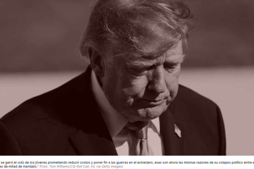 “Si [Donald] Trump se ganó el voto de los jóvenes prometiendo reducir costos y poner fin a las guerras en el extranjero, esas son ahora las mismas razones de su colapso político entre ese electorado de cara a las elecciones de mitad de mandato.” (Foto: Tom Williams/CQ-Roll Call, Inc vía Getty Images)